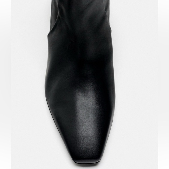 Zara heeled leather knee high boots leather black kitten heel 2006/310 38 7.5 - Picture 4 of 16
